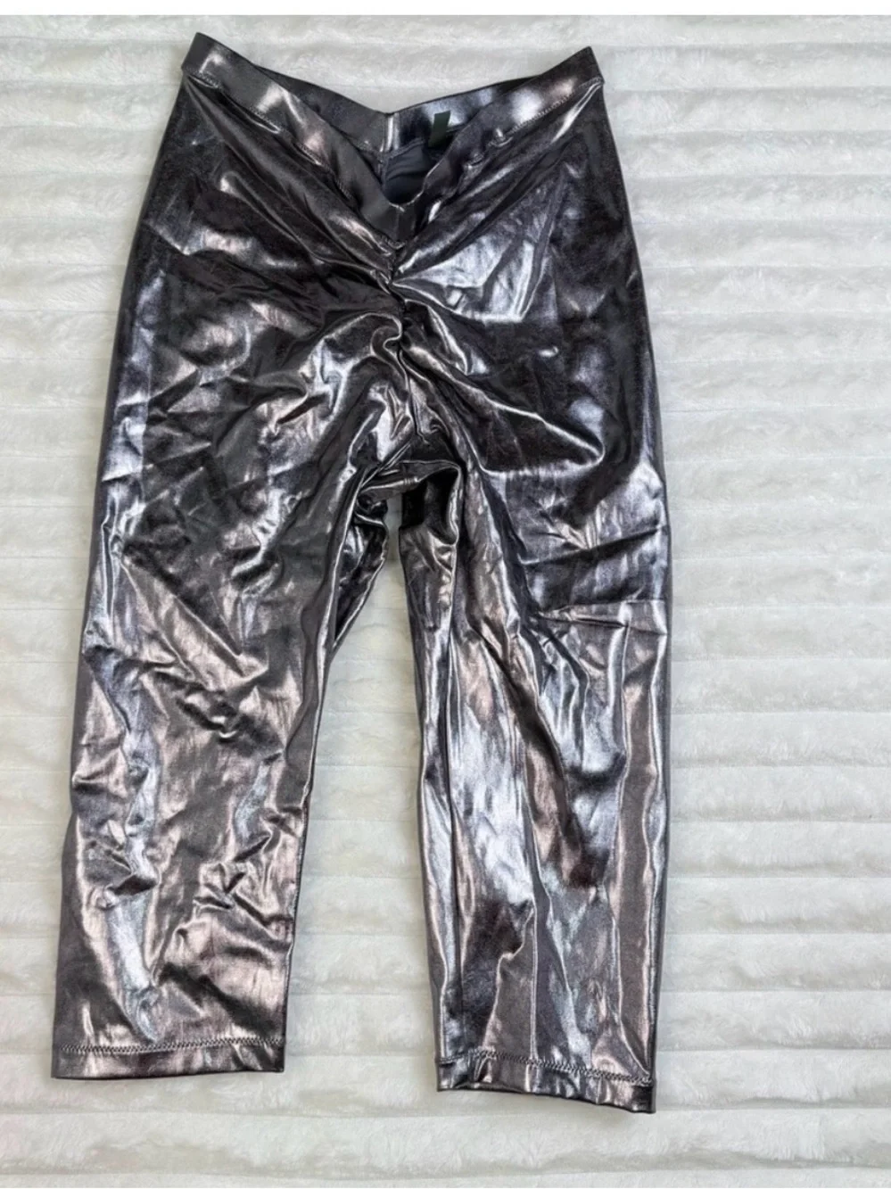 NWT SKIMS Metallic Swim V Waist Pant Medium Carbon Gray Cover Up Ruched Y2K